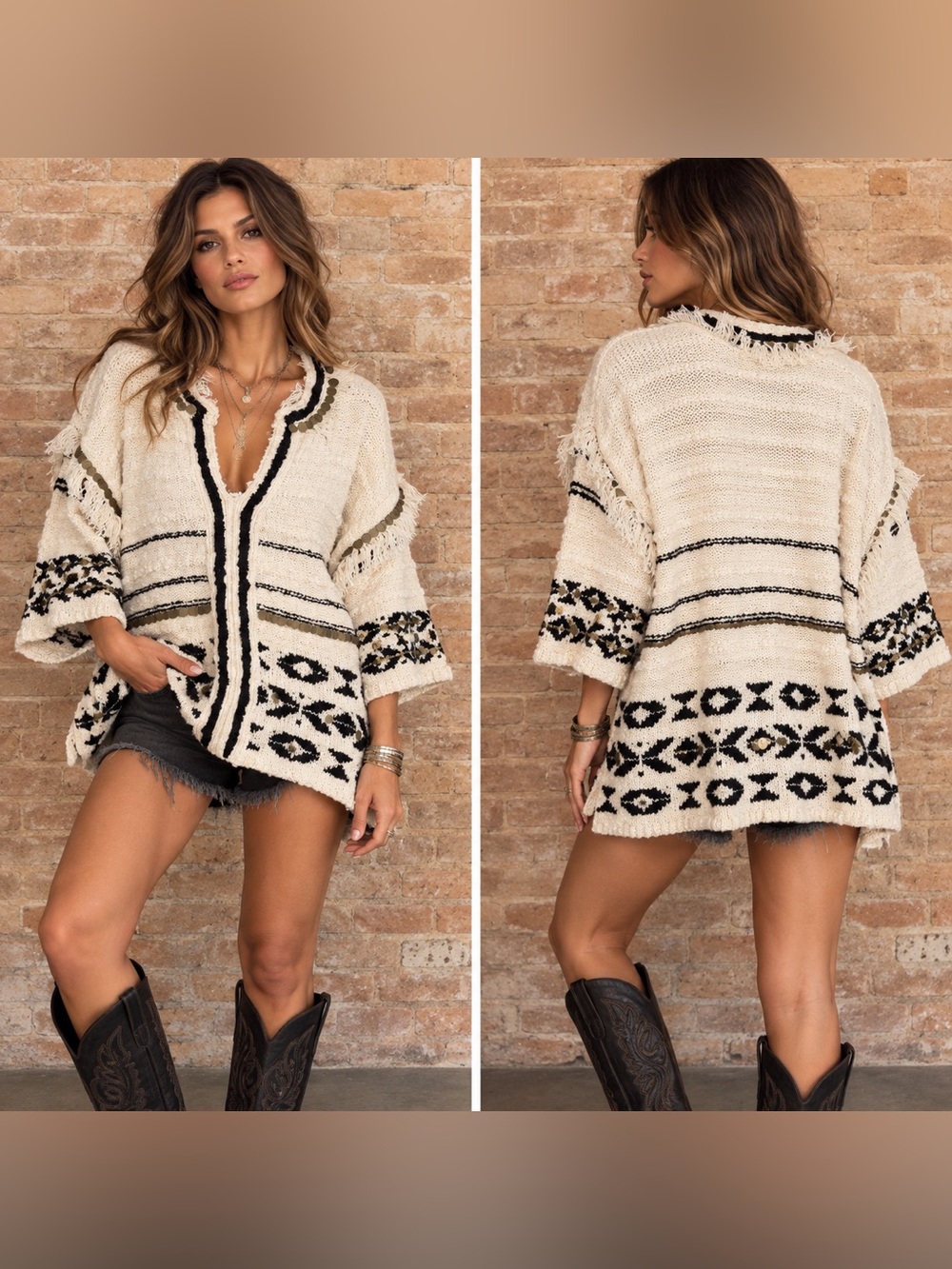 Anthropologie Margot Fringed Coin Poncho Sweater XS/S Boho